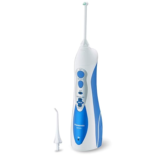 Panasonic Irrigador dental profesional para aparatos dentales, 2 en 1 inalámbrico, irrigador oral portátil con boquilla de chorro y cepillo de