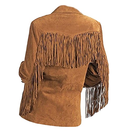 Classyak Women's Fashion Stylish Suede Leather Fringed Jacket2