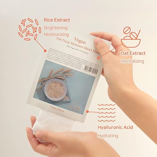 Miniatura 3 de Mascarilla vegana de avena profunda de humedad, pH equilibrado con extractos de arroz y avena, ácido hialurónico, microfibra a base de plantas, 5