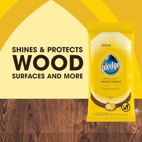 Image of Pledge Expert Care Wood Wipes & Windex Ammonia-Free Glass Cleaning Wipes Bundle, 24ct Lemon Scent Wood Wipes & 25ct Ammonia-Free Glass Wipes for Surface Cleaning