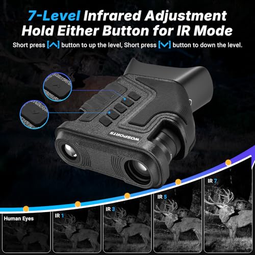Image of WOSPORTS Night Vision Goggles - 4K, 1315ft Infrared Scope, 10X Optical Zoom, Digital Zoom Camera, NVG for Camping Wildlife Travel - Gifts for Men