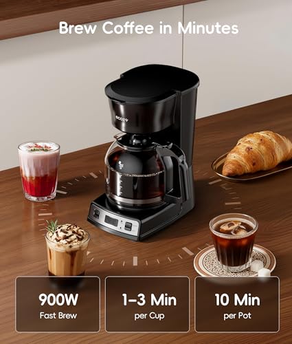 Image of ecozy 12-Cup Drip Coffee Maker with Electric Coffee Grinder Combos, Programmable Coffee Machine with Washable Basket Filter, Auto Shutoff Function, No Drip Pause & Pour, Brezzano DuoSet