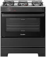 Fogão Esmaltec 5 Bocas Ideal Master Mesa Inox Tampa de Vidro Forno 84 Litros Preto T5ITP Bivolt