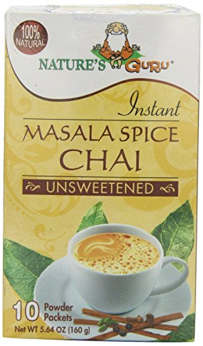 Nature's Guru Instant Masala Spice Chai Tea Drink Mix, Unsweetened, 10 Count Single Serve On-the-Go Drink Packets (Pack of 4)