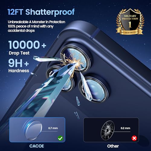 Image of CACOE Camera Protective Case for iPhone 17 Pro Max /17 Pro /16 Pro Max /16 Pro /15 Pro Max /15 Pro /14 Pro Max /14 Pro, [Scratch-Resistant] [Drop-Proof] [Strong Adhesive] (Blue)