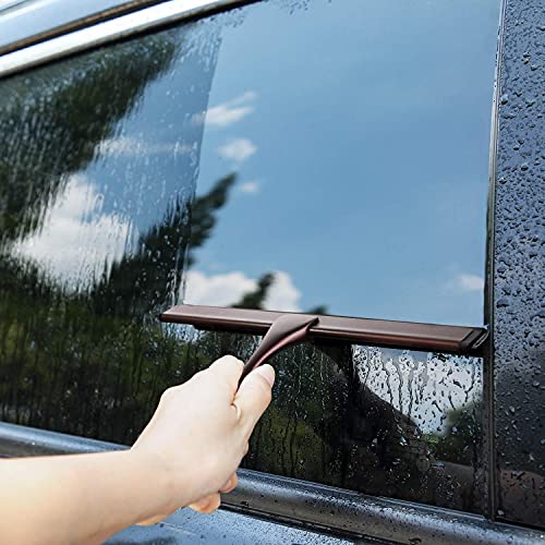 Image of Hiware All-Purpose Shower Squeegee for Shower Doors, Bathroom, Window and Car Glass - Bronze, Stainless Steel, 12 Inches