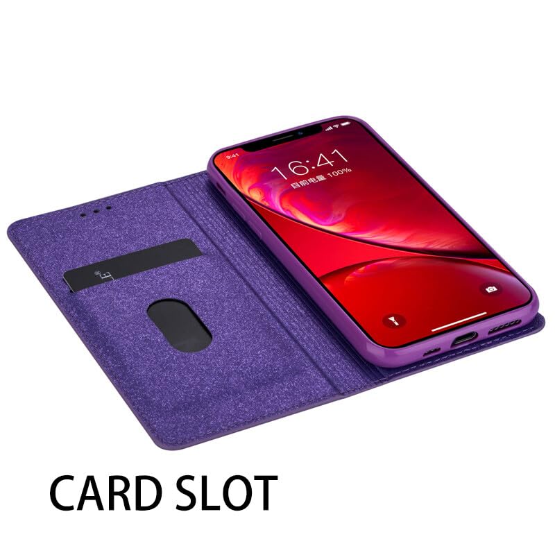 Generic Étui compatible avec iPhone 14 Pro (couleur : gris) étui portefeuille à rabat magnétique à paillettes en cuir avec porte-cartes