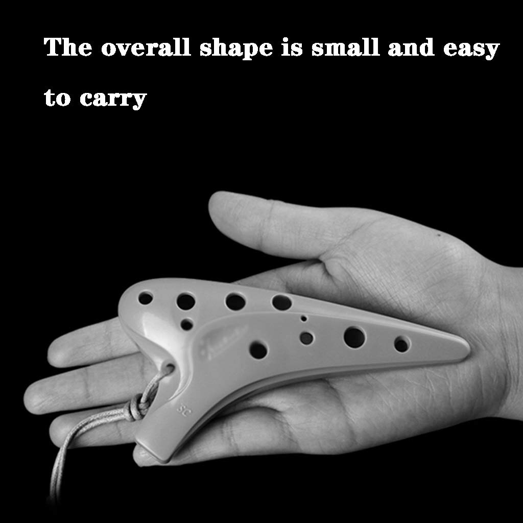 ocarina, Ocarina anti-caduta in plastica con tono acuto a 12 fori, regalo di compleanno, cordino e materiale didattico(Orange)