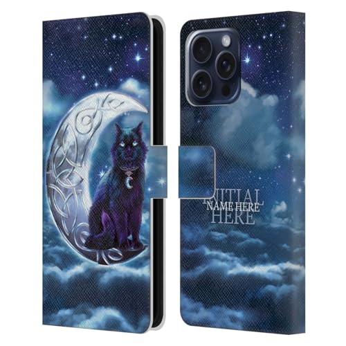 Coque chat noir nom initiales iPhone 16 Pro Max finis les écrans brisés étui cuir