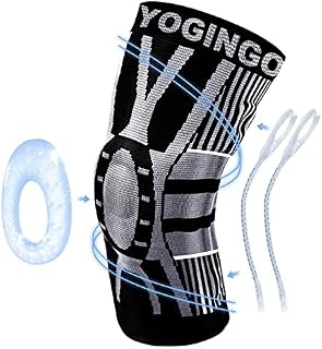 YOGINGO Knee Support, Professional Knee Brace with Patella Gel Pad & Side Stabilizers, Knee Support for Women & Men, Medical Knee Sleeve for Running, Workout, Arthritis, Joint Recovery (L Single)