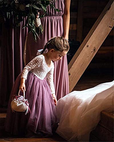 Image of Topmaker Flower Girl Dress for Toddler Baby Girls,Lace Tulle Dress for Wedding,Birthday Party,Photoshoot,Special Occasion
