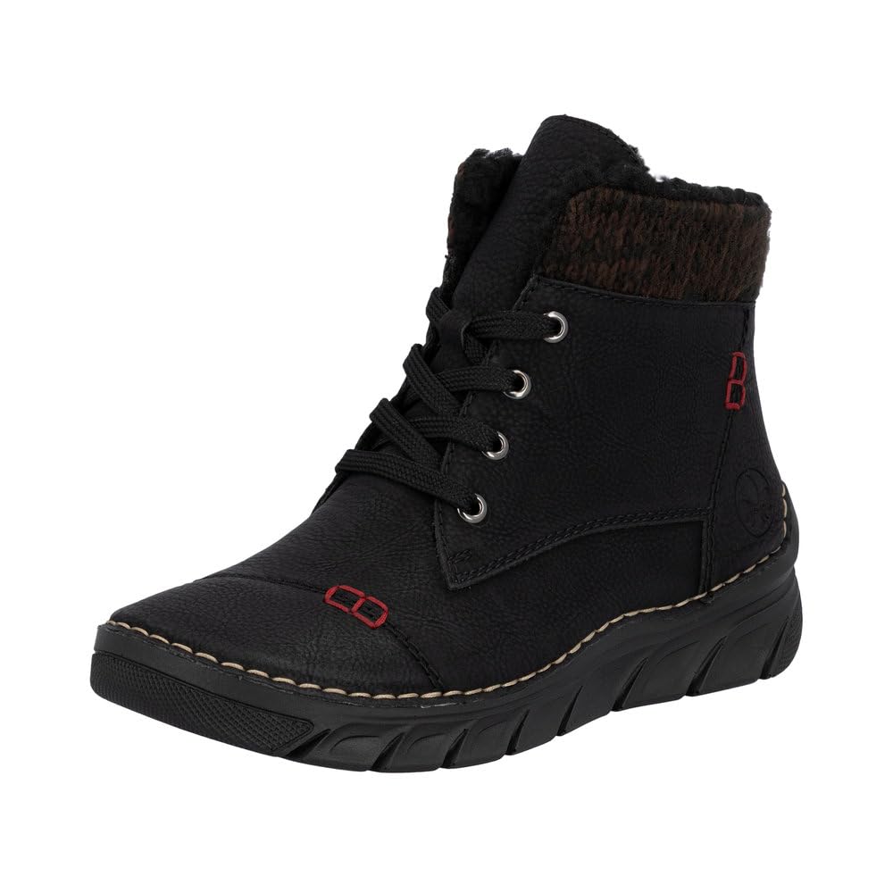 Rieker 55031-00 Women's Lace-Up Boots Synthetic Black, Black 00, 3.5 UK