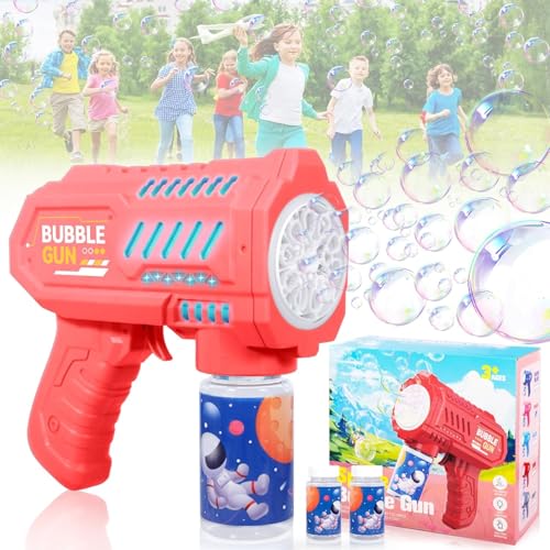 Pistolet à Bulles pour Enfants, Machine à Bulles Automatique 10000+ Bulles/Min avec Solution, Souffleur de Bulles Silencieux avec Lumières pour en Plein air...