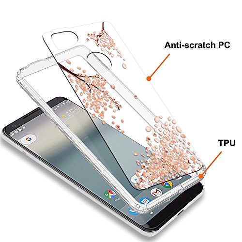 Google Pixel 2 Case,Topnow [Anti-Scratch Pc + Shockproof Anti-Drop Soft Tpu] Advanced Printing Pattern Phone Cases Glossy Drawing Design Cover For Google Pixel 2(Falling Plum) #TOP1