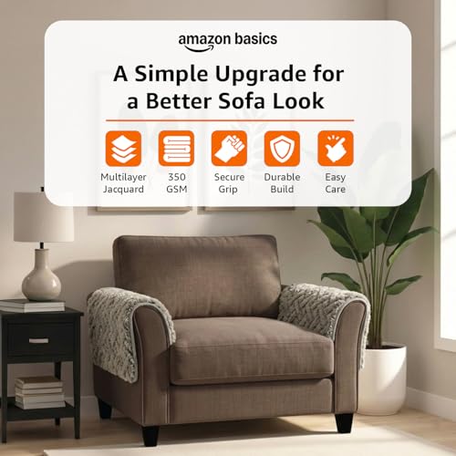 Image of Amazon Basics - Jacquard Quilted Make Your Own Sofa Cover |70cm x 70cm| Microfiber Sofa Slipcover | 350 GSM (2 Armrest)