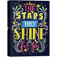 SIGNWIN Canvas Wall Art The Stars They Shine for You in Bright Color Letterings for Kids Inspirational Quotes Modern Art Contemporary Colorful for Living Room, Bedroom, Office - 12x18 inches