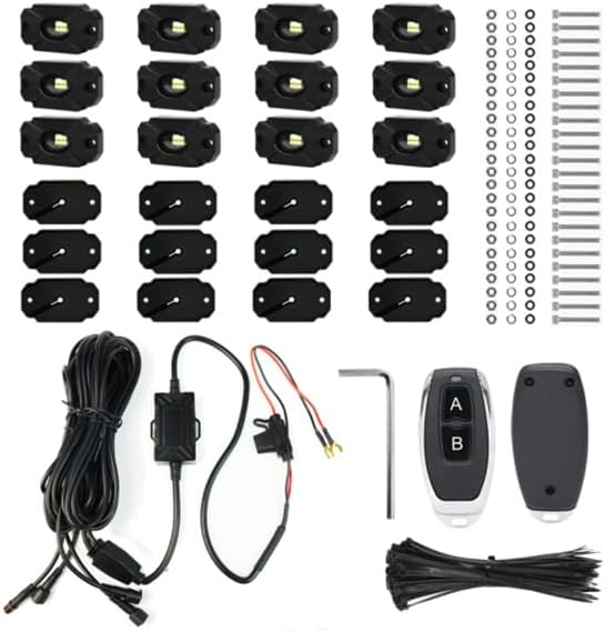 Race Sport LED Rock Light Kit for Off-Road Vehicles, 12 Pieces, 14000 Lumens, White, IP68 Waterproof, Crawler Lighting