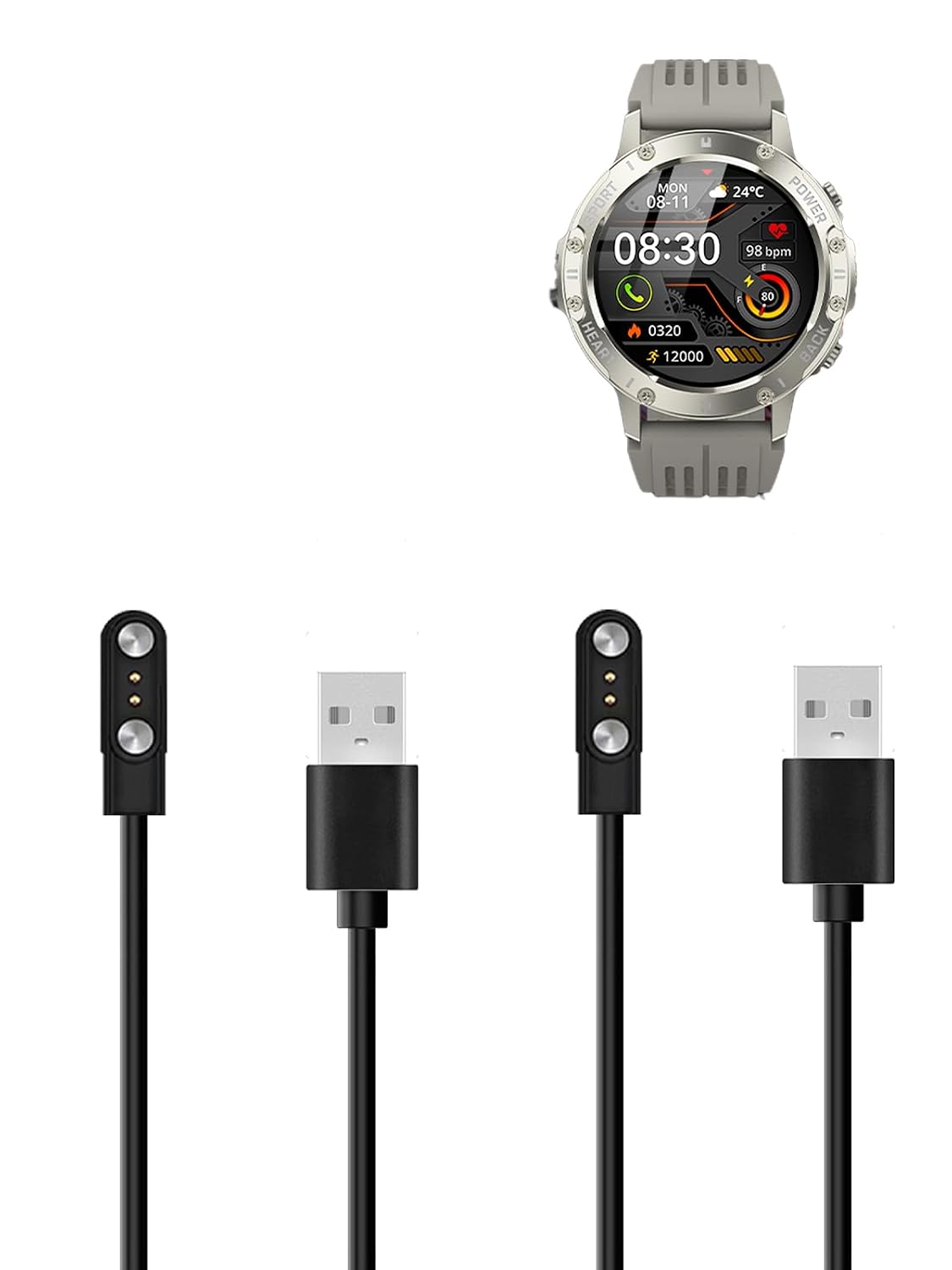 2-Pack for zhizhi S81 Smart Watches Charging Cable - Upgraded Magnetic Fast Charging Cable, Smart Security Chip, USB Cable for zhizhi S81 Watch, Black
