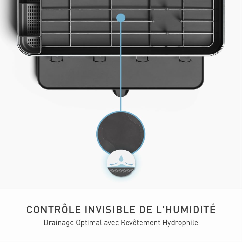 simplehuman KT1181 égouttoir à cadre en acier, égouttoir à vaisselle de cuisine, gris, acier inoxydable brossé