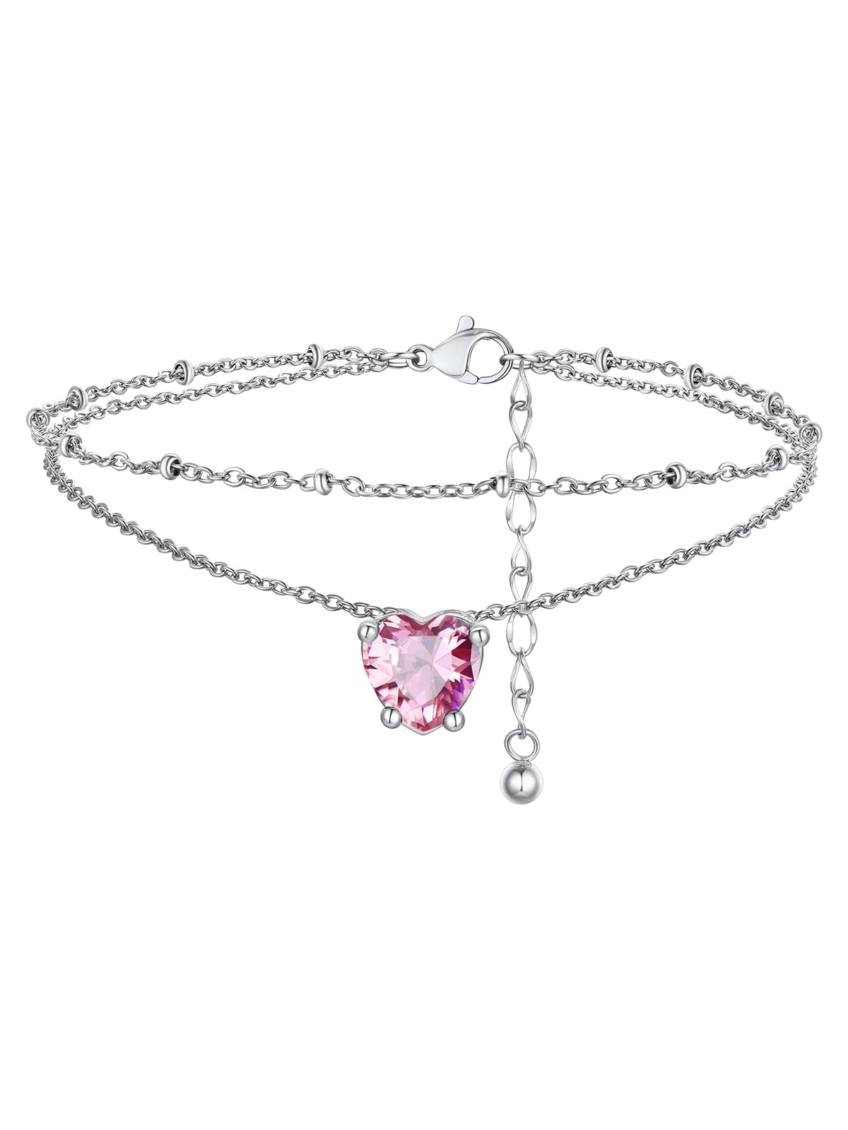 FindChic Birthstone Anklets for Women Layered Ankle Bracelets for Women