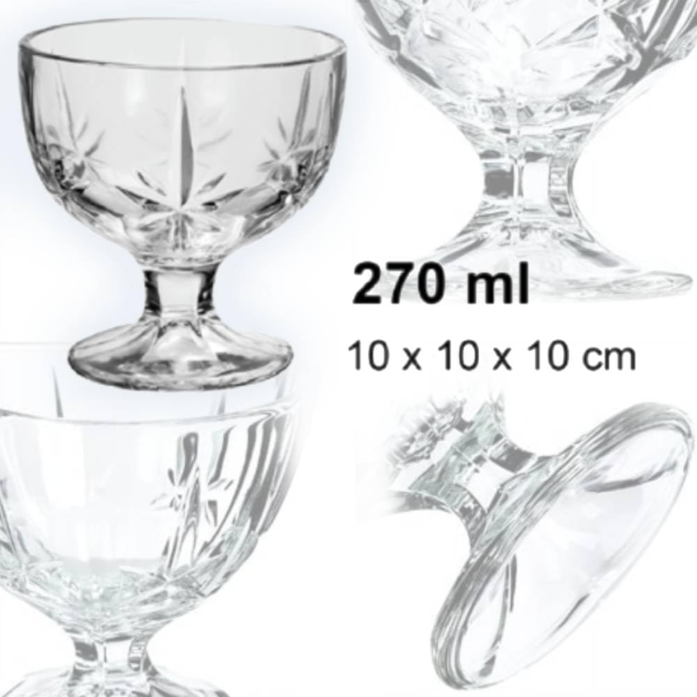 Generico Coppe da Gelato in Vetro, Set di 6 Coppette Decorative, Design Elegante con Motivo a Stella