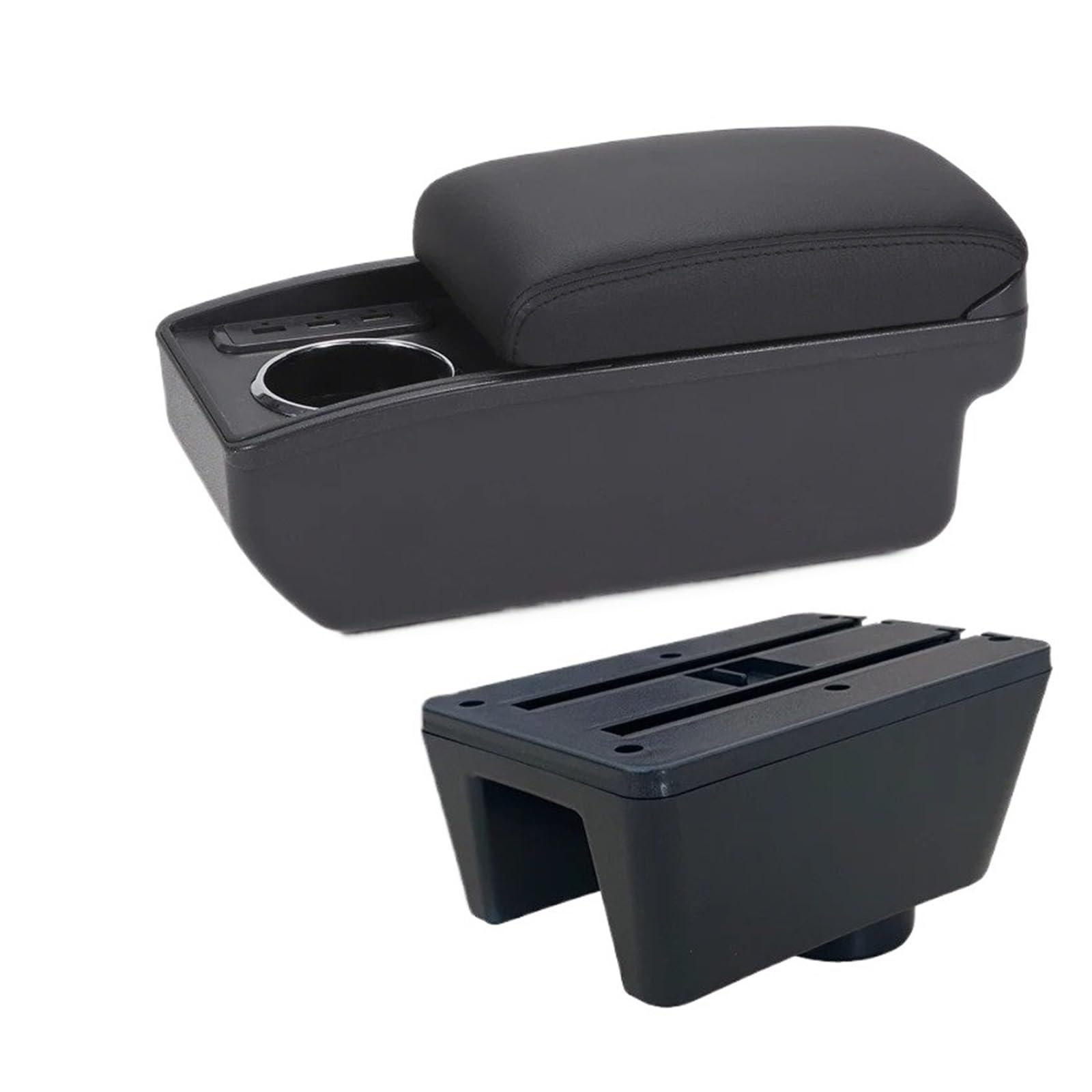 Hguvsjd Armrest Box For Seat For Ibiza 6j 6L Armrest Auto Storage Box Retrofit Parts Interior Accessories Car Armrests(B Black line 6USB)