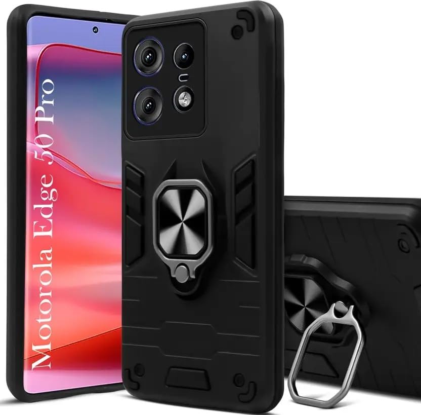 Image of AIBEX Armor Back Cover Compatible for Motorola G96 5G / Motorola Edge 50 Fusion 5G| Rugged Shockproof Case with Ring Holder & Kickstand | Military-Grade Protection | Magnetic Car Mount Compatible