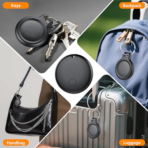 Image of Android Air Tracker, Bluetooth Tracker Tags, Work with Google's Find Hub(Android), Smart Tags for Luggage, Wallet, Vehicles, Keys (Not for iOS) 4 Pack Black