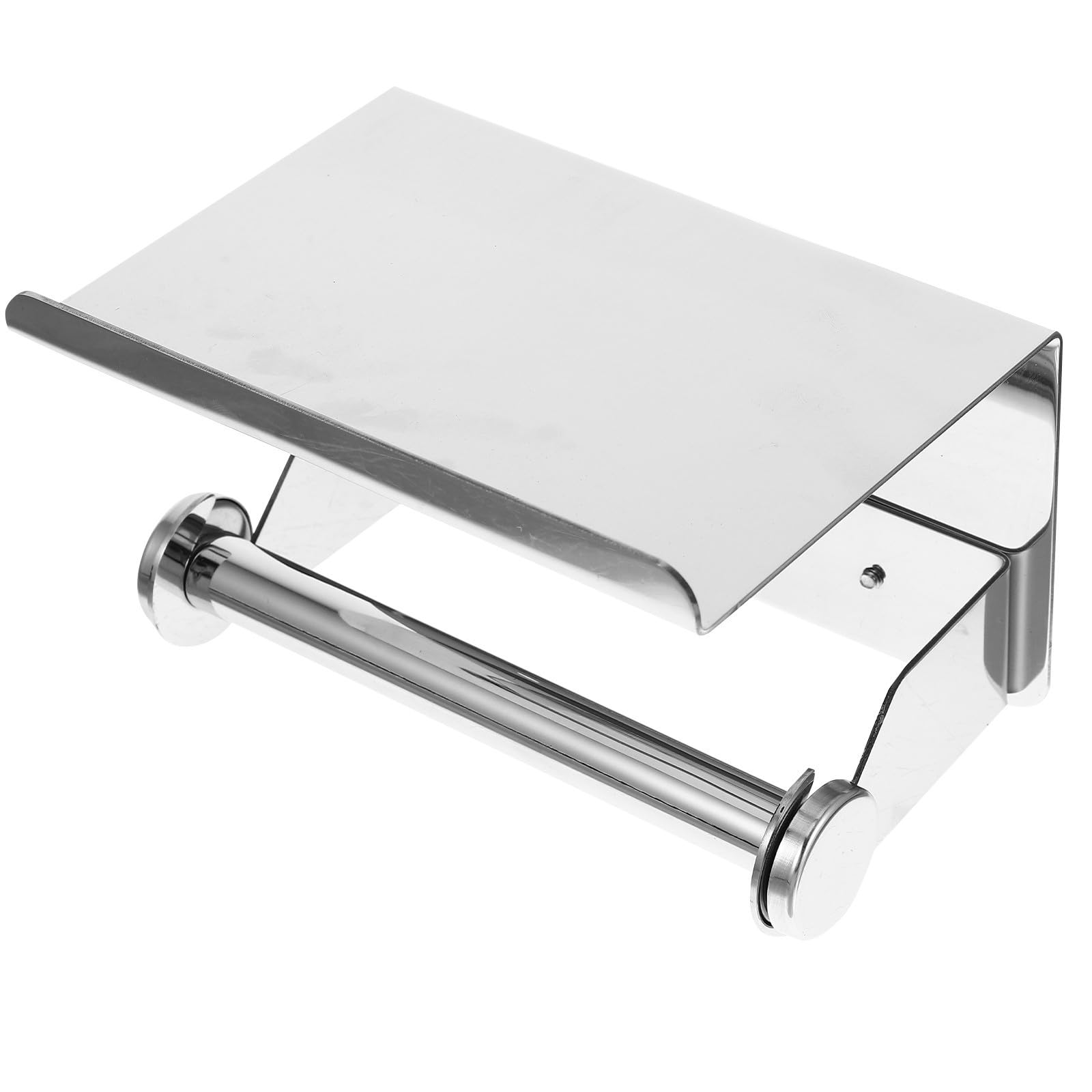 Portarotolo con Ripiano Argento in Acciaio Inox di Carta Igienica | Portarotolo di Carta Igienica con Ripiano, Design con Mensola, Antiruggine, per Bagno di Casa e Hotel