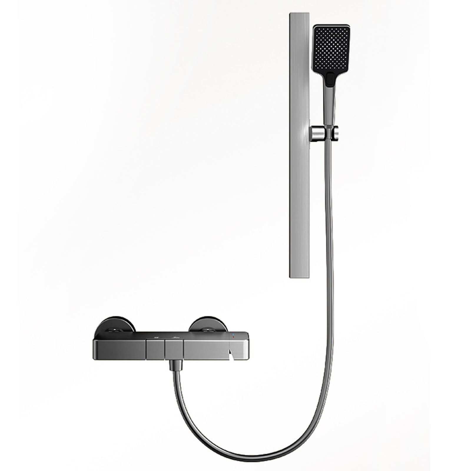 Mitigeur cascade de bain gris mural avec colonne de douche LWX - 8