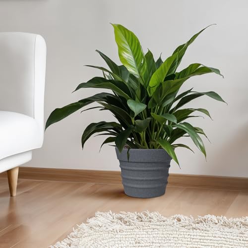 Image of YUCCABE ITALIA Fox B BR 14 Inch Grey Planter Pot Large Decorative Flower Pot for Home, Balcony & Garden
