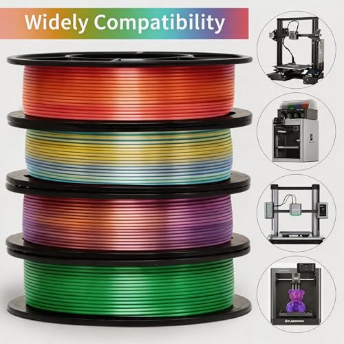 Image of Silk PLA 3D Printer Filament Bundle 1.75mm Filajoy3D Multicolor 3D Printing Filament 250g*4 Dimensional Accuracy + /- 0.02mm for Most FDM 3D Printers