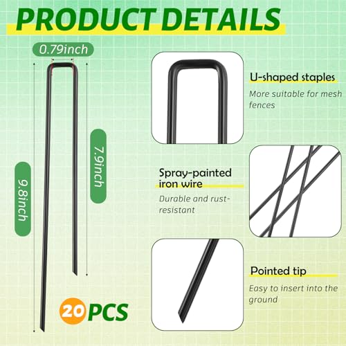 20 Pack Dog Exercise Pens Pets Replacement Animal Barrier Fence Stakes for Dogs Digging Metal Exercise Pen Ground Stakes for Pens for Pets Crate, Black 9.8 x 7.9 Inch - Image 3