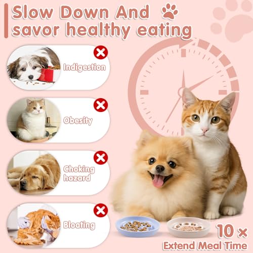 Galerie SV 2 Stück Futternapf Katze, Katzennapf Keramik, Schlingnapf Katze, Slow Feeder, Whiskerfreundlicher Katzenfutternapf für Nass- & Trockenfutter