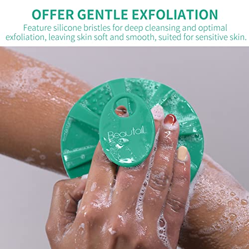 Image of Silicone Body Scrubber Shower Bath Brush, More Hygienic Than Traditional Loofah, Lather Nicely, Long Lasting, Gentle Exfoliating For Women Men Baby Sensitive Skin, 1 Pack, Green
