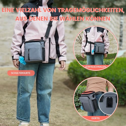 Leckerlitasche für Hunde, Futterbeutel Hundetraining mit Reißverschluss, Gürteltasche für Hunde mit Kotbeutelspender, Leckerlibeutel im für Reisen, Spaziergang