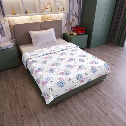 Image of Divine Casa Cotton Dohar for Kids Single Bed 135 x 100 cm, 120 GSM Lightweight Summer Blanket, Soft Breathable AC Quilt, Reversible Comforter for All Seasons