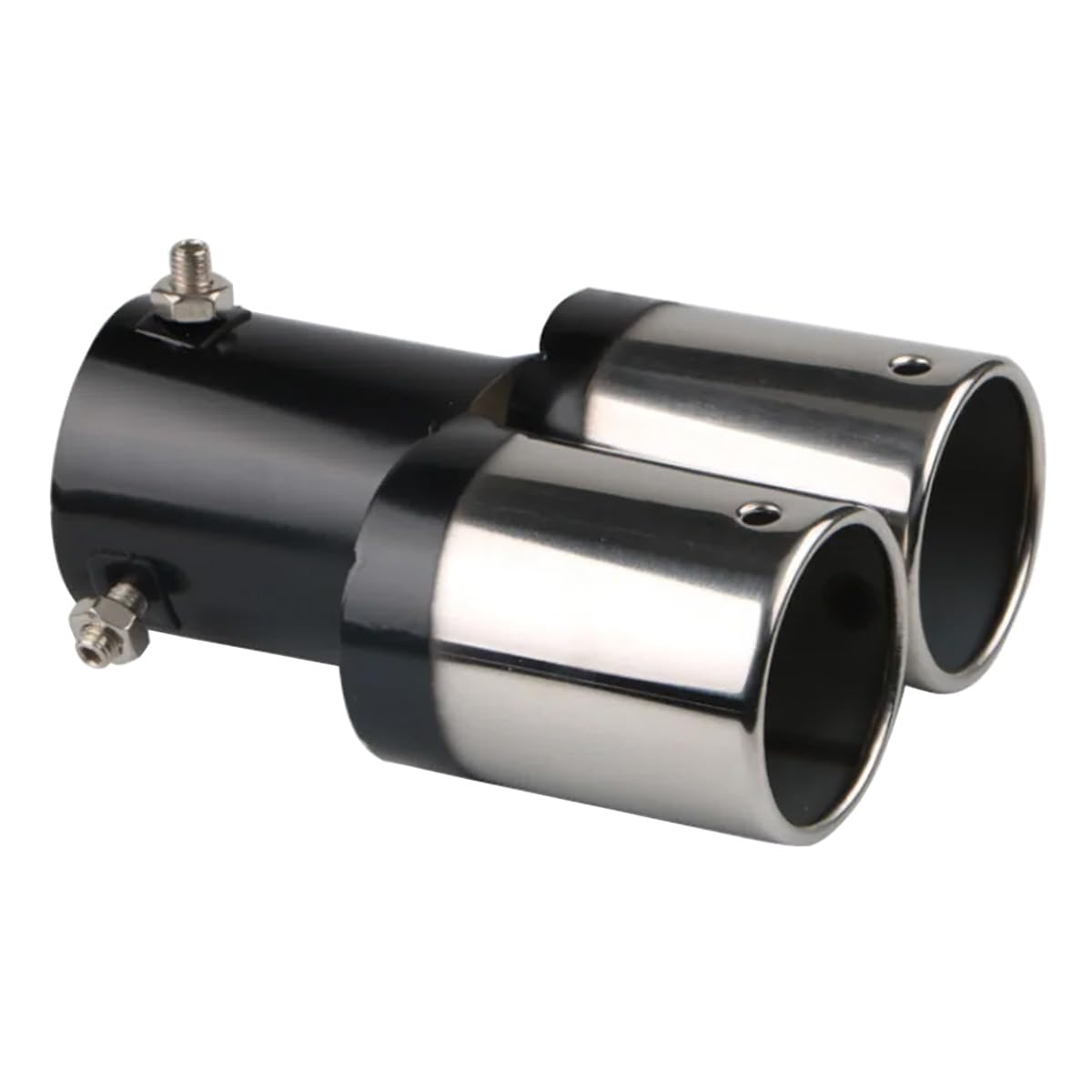 Tubo de Escape del Coche Acero Inoxidable Tubo de Punta de Silenciador Tubo de Cola de Coche Modificado Tubo de Extremo de Escape Salida Doble Directo Plata