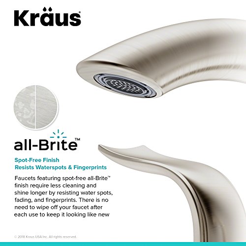 Kohra Spot-Free Two Handle 8 Inch Widespread Bathroom Faucet with Lift Rod Drain, All-Brite Brushed Nickel FUS-14003BN - Thumbnail 7
