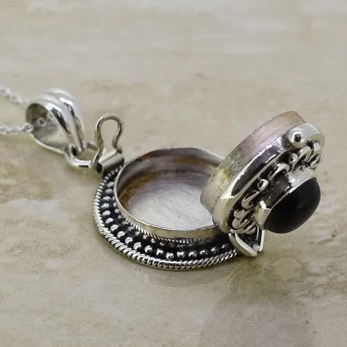 Black Onyx Pendant, 925 Sterling Silver, Perfume Box Pendant, Poison Box Pendant, Handmade Pendant, Small Poison Pendant, Latest Fashion For Her, Locket Box Pendant, Pillbox Pendant, Wedding Gifts #TOP4