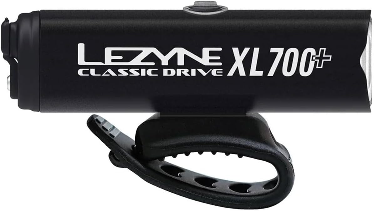 LEZYNE Classic Drive 700XL Bicycle USB Rechargeable IPX7 White LED Front Light w/Multiple Solid & Flash Modes | Integrated Versatile Strap Mount Compatible with Handlebars, 700 Lumens
