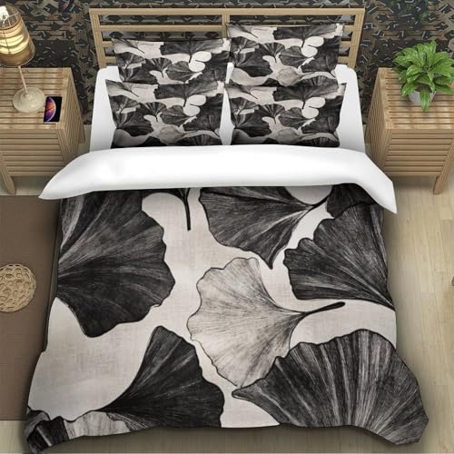 Parure de lit motif Vichy housse de couette microfibre noir et blanc 200x200cm - 5