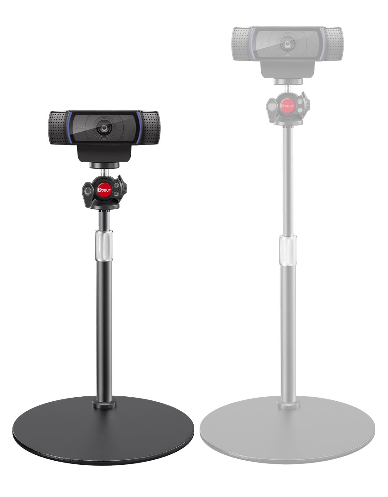 Pied de Webcam pour Bureau de Table Ajustable, pour Logitech C922 C930e C920 C615 C960 C920x BRIO 4K NexiGo N60 Téléphone GoPro, avec Filetage 1/4", pour Le Streaming en Direct
