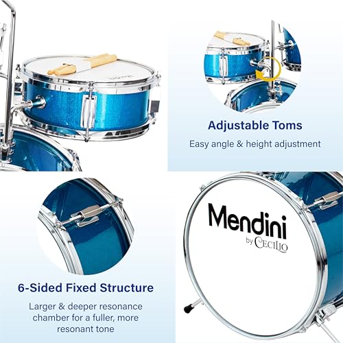 Image of Mendini By Cecilio 13 Inch Drum Set, 3-Piece Junior Drum Set - Sky Blue