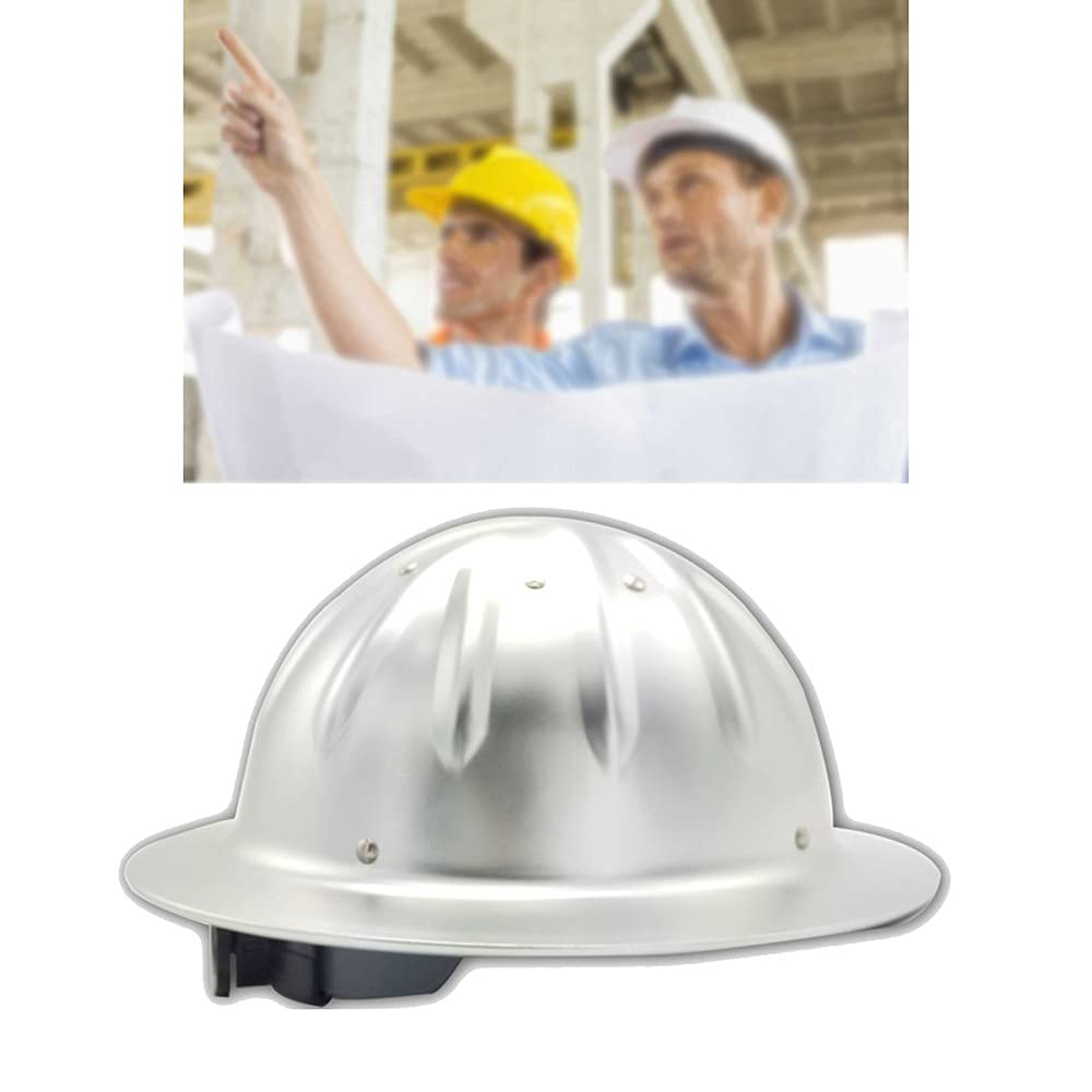Casco de Seguridad, Casco de Aluminio Casco de protección Ajustable Casco de construcción Diseño de ala Completa Refuerzo Superior Cascos Duros Resistencia al Impacto de Alta resistenci