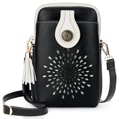 Image of APHISON Small Crossbody Bags for Women, Lightweight Vegan Leather Cell Phone Purse, Cute Purses with Tassels