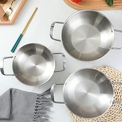 Seafood Pot Mini Chef's Classic Stainless Steel Everyday Pan Cookware Portable Pot Kitchen Cooking Tool (Silver, 22CM)