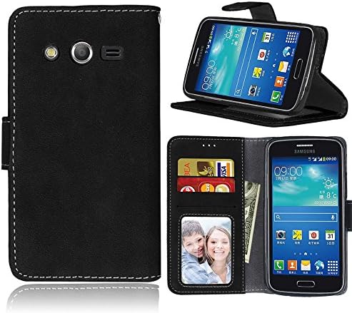 Samsung Galaxy Avant (SM-G386T) Case, Samsung Galaxy Core LTE 4G (SM-G386F) Case, KAIDON [Model: 58#] PU Leather Cover and Soft TPU Inner Holder Flip Stand Wallet Case (Black)