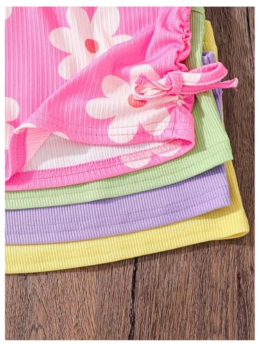 Image of OYOANGLE Toddler Girl's 4 Pack Ribbed Knit Crop Tank Tops Set One Shoulder Summer Camisole