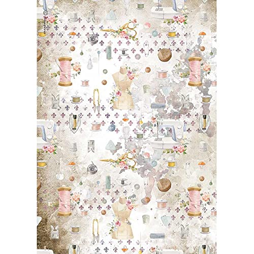 STAMPERIA INTERNATIONAL, KFT Stamperia-Rice Paper-Romantic Threads-Embellshment, Multicoloured, A4